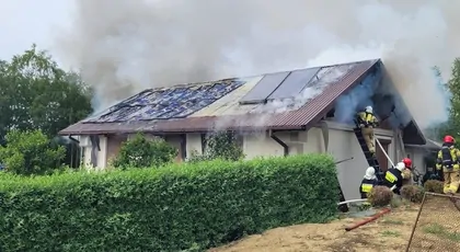 Pożar domu w Brzostku