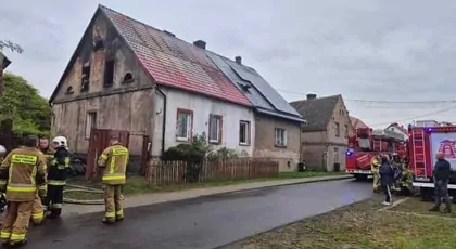 Pożar domu w Radówku