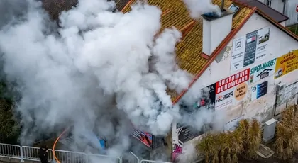 Pożar domu w Mikołajkach