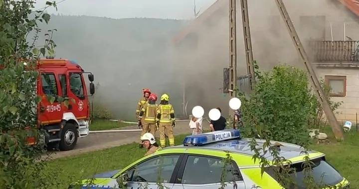 Pożar domu w Uszwi