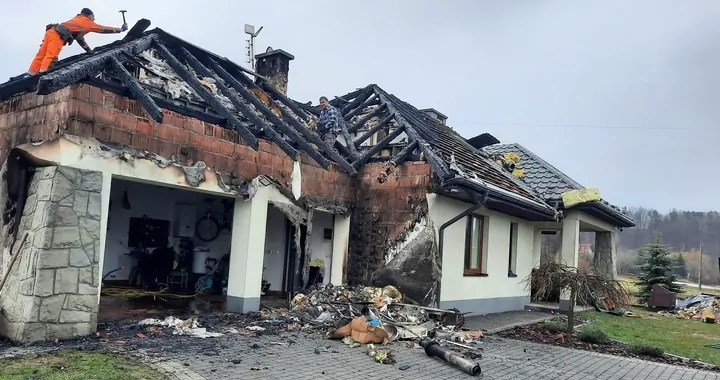 Pożar domu w miejscowości Krzyworzeka