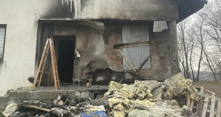 Pożar domu w Inwałdzie